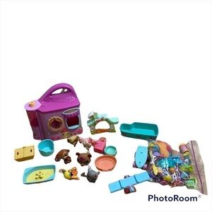 Vintage Littlest Pet Shop Play Set Accessories Animals Figures Monkey Dog Poodle